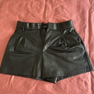 Zara black leather shorts